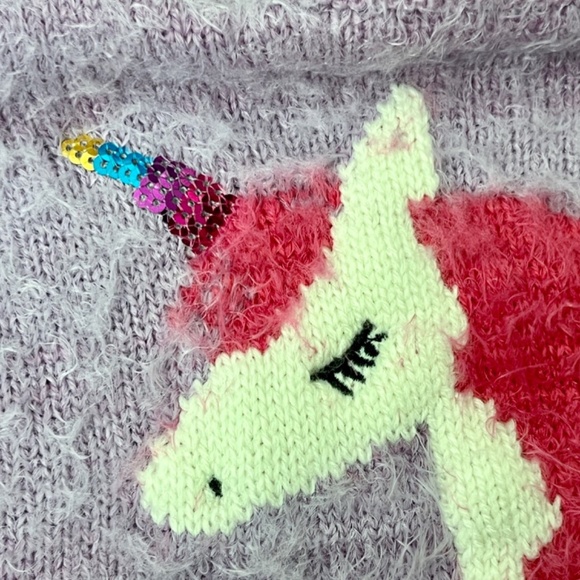 Toddler Girls Design History Sweaters, Fuzzy Purple Unicorn Size 4 - Picture 4 of 9